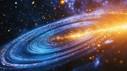 Fototapeta premium Cosmic wonder with planets, rings, and stars illuminated in a stunning display of space beauty.