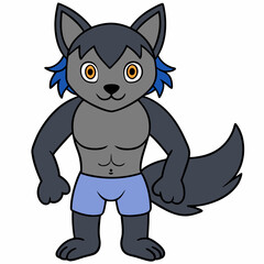 Full-Body Wolf with Human Features Vector Design art vector illustration