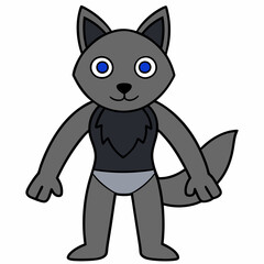 Full-Body Wolf with Human Features Vector Design art vector illustration