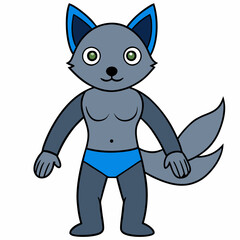 Full-Body Wolf with Human Features Vector Design art vector illustration