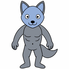 Full-Body Wolf with Human Features Vector Design art vector illustration