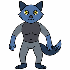 Full-Body Wolf with Human Features Vector Design art vector illustration