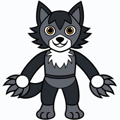Full-Body Wolf with Human Features Vector Design art vector illustration