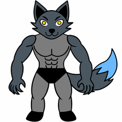 Full-Body Wolf with Human Features Vector Design art vector illustration