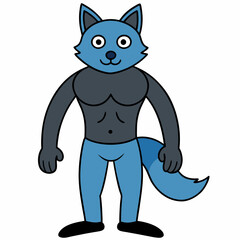 Full-Body Wolf with Human Features Vector Design art vector illustration