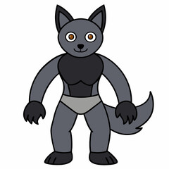 Full-Body Wolf with Human Features Vector Design art vector illustration