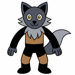 Full-Body Wolf with Human Features Vector Design art vector illustration