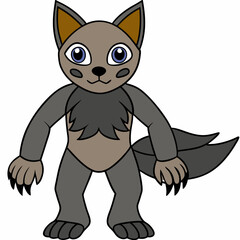Full-Body Wolf with Human Features Vector Design art vector illustration