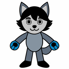 Full-Body Wolf with Human Features Vector Design art vector illustration