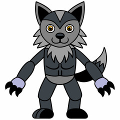 Full-Body Wolf with Human Features Vector Design art vector illustration
