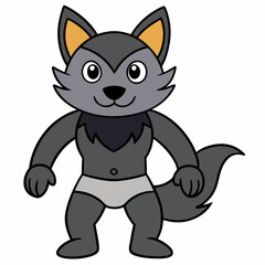 Full-Body Wolf with Human Features Vector Design art vector illustration