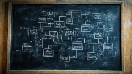 Chaotic Organizational Decision Tree on Chalkboard