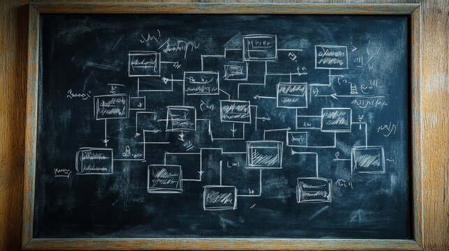 Chaotic Organizational Decision Tree on Chalkboard