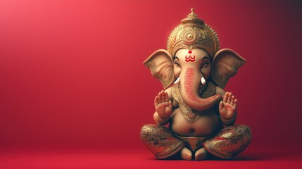 Fototapeta premium Ganesh Chaturthi Lord Ganesha Festival With Copy Space Clean And Minimal Banner Template Design