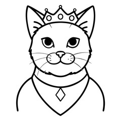 Regal Grey Cat with Crown and Necklace