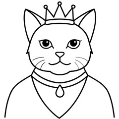 Regal Grey Cat with Crown and Necklace