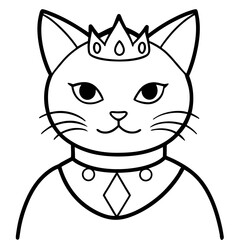 Regal Grey Cat with Crown and Necklace