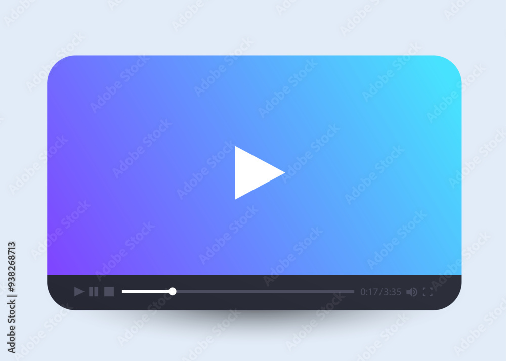 Wall mural flat video player template for web and mobile apps.