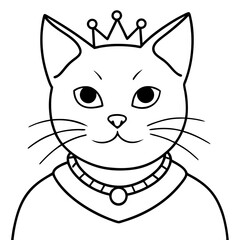 Regal Grey Cat with Crown and Necklace