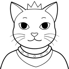 Regal Grey Cat with Crown and Necklace