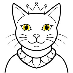Regal Grey Cat with Crown and Necklace
