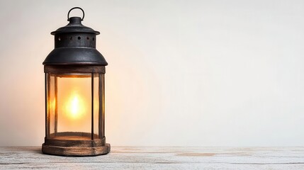 Fototapeta premium A rustic lantern with a warm glow, great for cozy or holiday themes, rustic lantern, clipart, white background