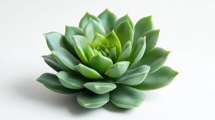 Fototapeta premium Succulent plant with lush green leaves, set against a minimalist backdrop, highlighting its simple yet striking beauty.