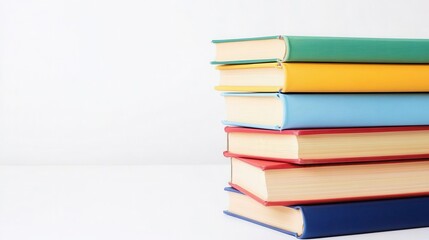 A stack of colorful books, perfect for educational or literary designs, stack of books, clipart, white background