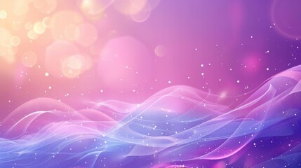 Obraz premium An ethereal mixture of pink, purple and yellow tones featuring flowing abstract waves and bokeh lights.