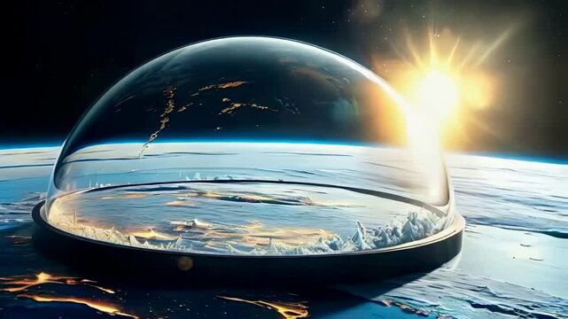 Celestial View of Flat Earth: Transparent Dome Encapsulation Animation
