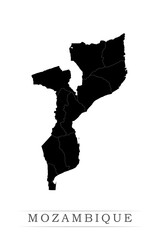 MOZAMBIQUE map on white background vector. Administrative regions of MOZAMBIQUE