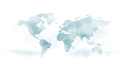 A blue watercolor painting of the world