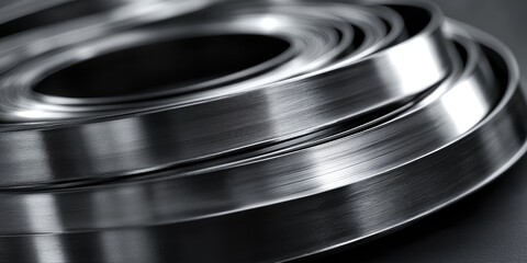 Close-up of Rolled Metal Strip with Fine Texture