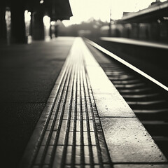 Vintage train station platform track.
Generative AI