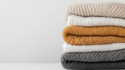 A stack of cozy blankets, perfect for winter or home-themed compositions, cozy blankets, clipart, white background