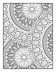 coloring page for children and adults.. Ornamental mandala adult coloring book page.