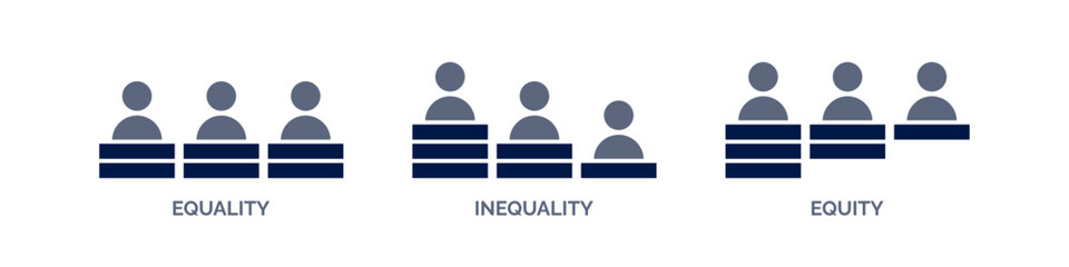 Equality, inequality, equity icon vector set.