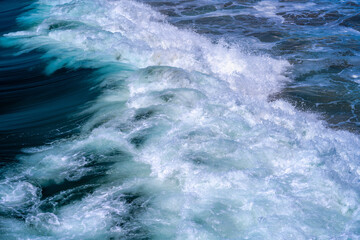 Ocean wave close-up with foamy water
