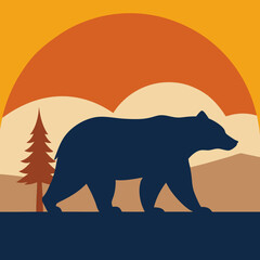 California Bear art vector illustration