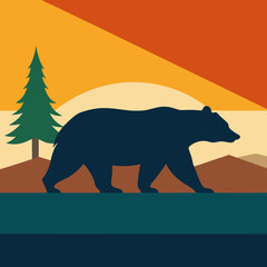 California Bear art vector illustration