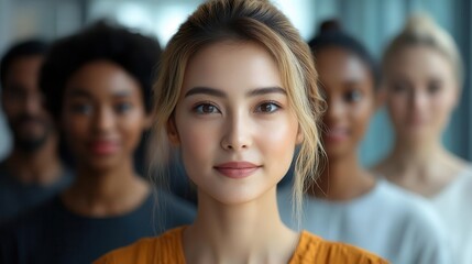 Fototapeta premium dynamic grid of diverse faces engaged in virtual meeting varied expressions and backgrounds create visual interest sense of global connectivity and collaboration