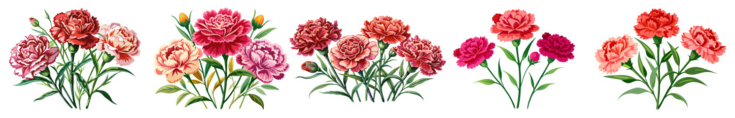 Carnation flower isolated on white background, Carnation illustration, Carnation flower vector