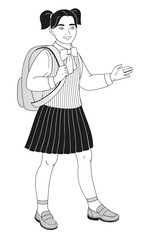  schoolgirl in school uniform with backpack