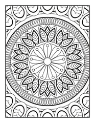 coloring page for children and adults.. Ornamental mandala adult coloring book page.