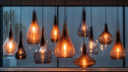 eclectic collection of designer lamps creating dramatic interplay of light and shadow suspended and floor models showcase various styles from industrial to avantgarde