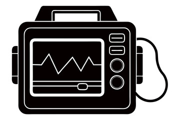 Defibrillator Meter Silhouette Vector Illustration on White Background art vector illustration