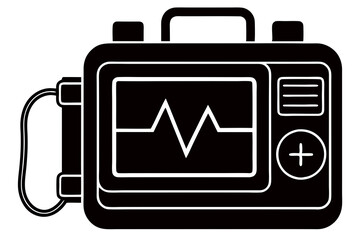 Defibrillator Meter Silhouette Vector Illustration on White Background art vector illustration