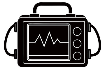 Defibrillator Meter Silhouette Vector Illustration on White Background art vector illustration