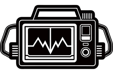 Defibrillator Meter Silhouette Vector Illustration on White Background art vector illustration