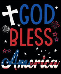 god bless America  4th of July t-shirt design